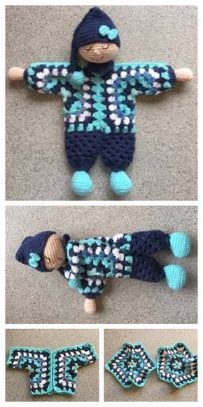 Granny Dolls, Granny Hexagon, Knitted Doll Patterns, Doll Patterns Free, Lovey Pattern, Crochet Lovey, Baby Doll Pattern, Crochet Dolls Free Patterns, Crochet Hexagon