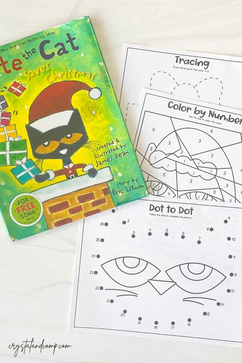 Pete The Cat Christmas, Pete The Cat Saves Christmas, Christmas Preschool Printables, Christmas Color By Number, Christmas Coloring Page, Favorite Childhood Books, Christmas Worksheets, Christmas Kindergarten, Fine Motor Skills Development