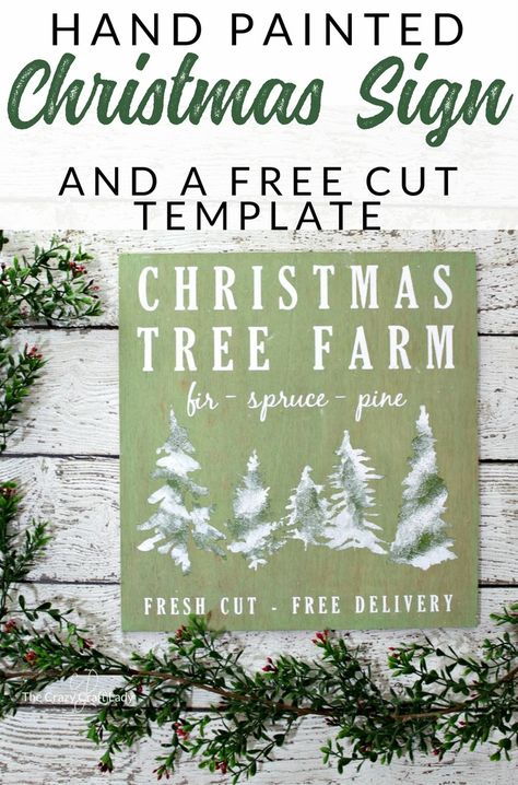 Christmas Tree Farm Sign - A Cricut Project and FREE Template - The Crazy Craft Lady Line Christmas Tree, Paint A Christmas Tree, Christmas Tree Farm Sign, Tree Farm Sign, Line Template, Christmas Pillows Diy, Tree Template, Christmas Tree Template, Tree Templates