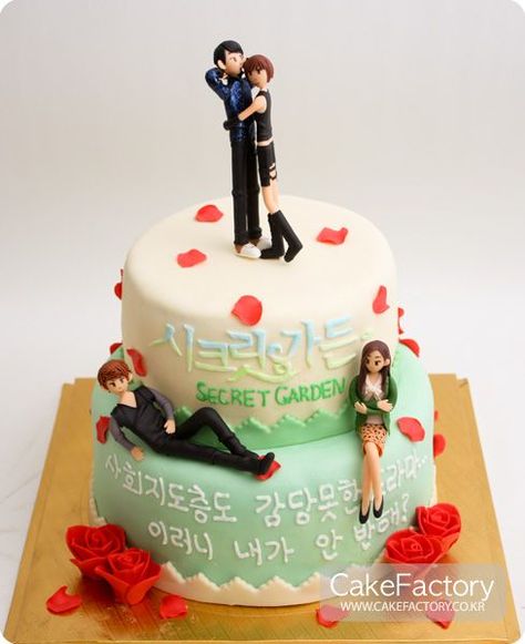 Every K-drama fan needs the perfect K-drama themed birthday cake! Luckily, Korea is already way ahead of you! From Heirs to Secret Garden, these delicious-looking K-drama themed cakes are perfect for every K-drama super fan!Check out the 5 cakes below and try not to get too excited over how awesome they are! These are definitely on the top of my wish list for my birthday! 1. Rooftop PrinceThis is such an amazingly well thought out cake! All the characters are represented perfectly. And I Bts Birthday, Trolls Cake, Garden Cake, Garden Cakes, Bts Birthdays, Cake Decorating Designs, Themed Birthday Cakes, Cupcake Party, K Drama