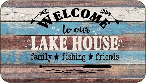 Perfect for home decor, stylish and cozy. Also, you can give them as gifts to your friends, family, girlfriend, boyfriend, colleagues, neighbors, etc. Welcome To The Lake Signs Front Porches, Lake House Front Door, Lake Welcome Signs, Lake House Porch, Lake Life Decor, Waterproof Door, Life Is Better At The Lake Sign, Non Slip Shower Mat, Lake House Signs Walmart