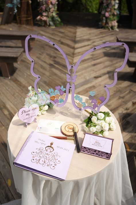 Cut Shelves, Butterfly Guest Book, Magic Shelf, Sweet 16 Guest Book, Butterfly Quinceanera Theme, Butterfly Sweet 16, Butterfly Quince, Shelf Installation, Purple Sweet 16