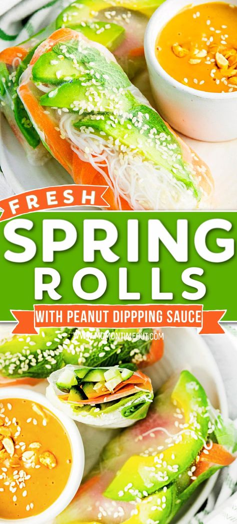 Spring Roll Peanut Sauce, Fresh Spring Rolls Recipe, Healthy Rolls, Rice Paper Spring Rolls, Spring Rolls With Peanut Sauce, Lite Meals, Homemade Spring Rolls, Salty Recipes, Homemade Peanut Sauce