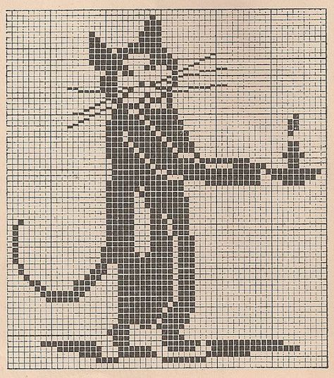 Children's Motifs for Cross Stitch or Filet Crochet...haha this cat is just plain weird (& kinda looks like Bigfoot) Mystical Cross Stitch, Free Vintage Patterns, Sheep Cross Stitch, Cross Stitch Knitting, Crochet Charts, Filet Crochet Charts, Crochet Cat Pattern, Halloween Cross Stitches, Embroidery Cross Stitch