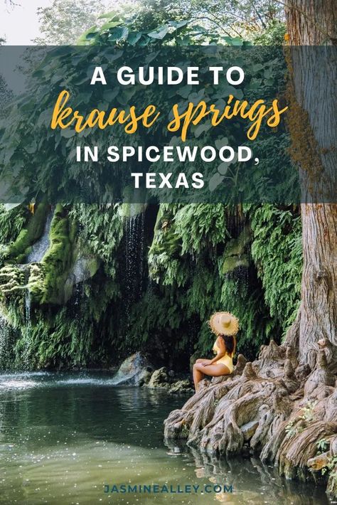 Have you heard of Krause Springs in the hill country outside of Austin, Texas? This gorgeous hidden gem is like a state park, only it's privately run and absolutely amazing! In this post you'll learn all about how to get there, where to stay when visiting, overnight camping, swimming opportunities at the park including a swimming hole and pool, trail hiking, the butterfly garden, and so much more! You'll want to add this to your itinerary if you're exploring the Texas hill country! Krause Springs Texas, Krause Springs, Hiking In Texas, Texas Adventure, Texas Vacations, Texas Places, Texas Roadtrip, Swimming Holes, Texas Hill Country