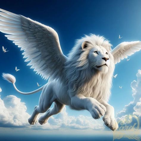 White Lion With Wings, Lion With Wings, Winged Lion, Lion King Art, Drawing Animals, Big Cats Art, White Lion, King Art, White Wings