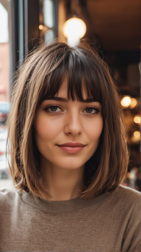 22 Explore Trendy Shoulder-Length Long Bobs for Every Hair Type - voxen.info Bob And Bangs Haircut, Long Bob With Fringes, Shoulder Length Hair Short Bangs, Shoulder Length Haircut With Fringe, Bob Long Fringe, Bob Hair Fringe, Short Bob Hair With Fringe, Long Bob Bangs Hairstyles, Shoulder Length Hairstyles With Fringe