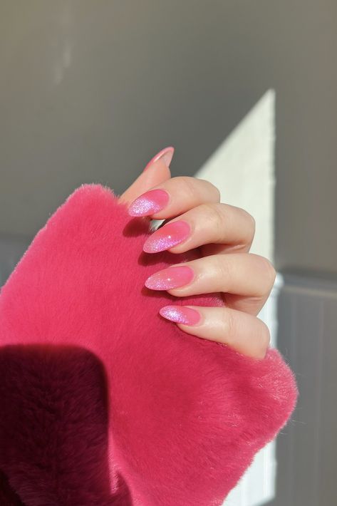 Hot Pink Velvet Nails, Nails To Go With Hot Pink Dress, Nail Inspo Hot Pink, Vibrant Pink Nails, Nails Hot Pink, Nails Aura, Tropical Vacation Nails, Chrome Pink, Nails Solid