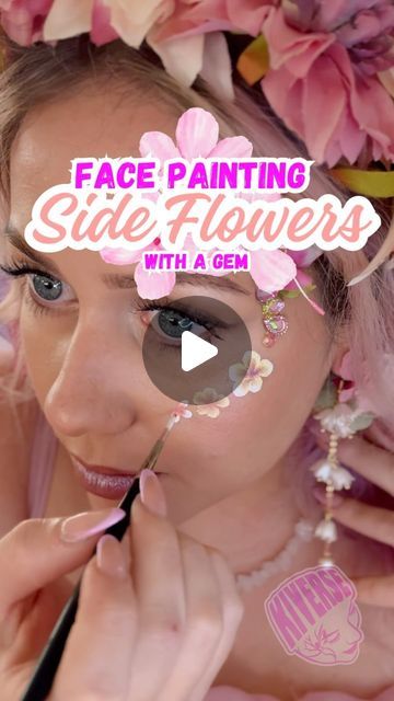 Kiverse Face Painting | Side eye flower tutorial, will you give it a go? This design is around the eye in a C shape with a fairy gem. 🌸🌺🧚🏻  #flowerfacepaint... | Instagram Flowers Face Paint, Flower Face Paint, Fairy Face Paint, Side Of Face, Eye Flower, Side Eye, Flower Tutorial, The Eye, Face Painting