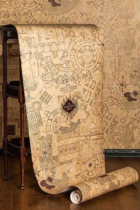 I'm Siriusly Loving This Harry Potter Wallpaper Collection — There's a Marauder's Map! Harry Potter Wallpaper For House, Harry Potter Wallpaper For Walls, Small Harry Potter Bathroom, Harry Potter Home Wallpaper, Harry Potter Wallpaper For Bedroom, Harry Potter Peel And Stick Wallpaper, Harry Potter Wallpaper For Room, Harry Potter Room Wallpaper, Harry Potter Wallpaper Pottery Barn