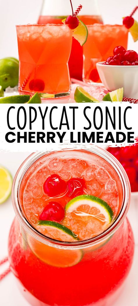 Pineapple Cherry Limeade, How To Make Cherry Limeade Sonic, Quenchers Summer Drinks, Alcoholic Limeade Drinks, Limeade Punch Recipes, Big Batch Non Alcoholic Drinks For Parties, Pioneer Woman Cherry Limeade, Spiked Cherry Limeade Recipe, Big Batch Drinks Non Alcoholic