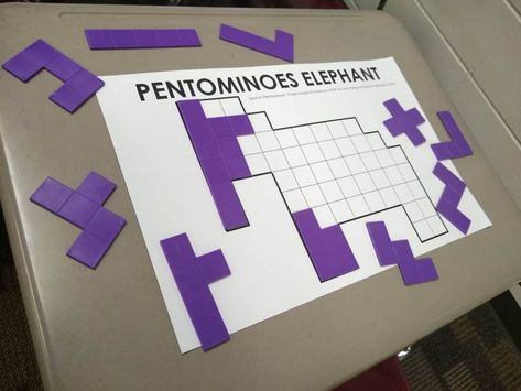 The animal-shaped pentominoes puzzles I have been putting out on a weekly basis have been a huge hit with my students. This elephant pentominoes puzzle was no Secondary Math Classroom, Family Math Night, Early Finisher Activities, Math Night, Free Printable Puzzles, High School Math Teacher, First Day Activities, Math Puzzles, Fun Brain