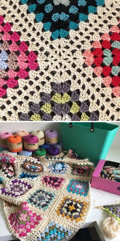 Continuous Joining Granny Squares, Crochet Granny Square Joining, Continuous Join As You Go Crochet, Crochet Boarders For Granny Square, Crochet Join As You Go Granny Squares, Granny Square Joins, Connecting Crochet Squares, Crochet Join As You Go, Connect Granny Squares Crochet