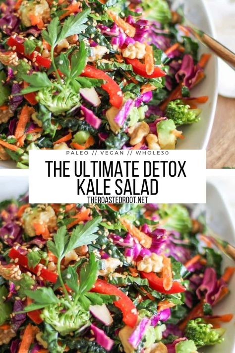 The Ultimate Detox Salad Kale Superfood Salad, Crunchy Detox Salad Recipe, Super Food Salad, Detox Salad Recipes Clean Eating, Cleansing Salads, Antioxidant Salad Recipe, Whole 30 Vegetarian Recipes, Detox Salad Recipes, Healing Salad