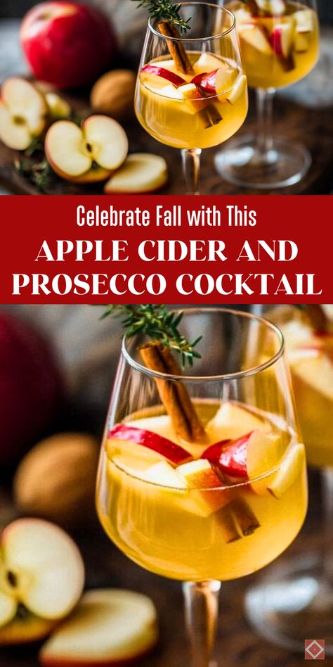 Add a festive twist to your holiday drinks with apple cider sangria and Prosecco! Spiced cider, fresh fruits, and bubbly Prosecco make this cocktail the perfect addition to your Thanksgiving or Christmas celebrations. Save this pin for a sparkling holiday drink idea! Apple Cider Holiday Cocktail, Cider Prosecco Cocktail, Prosecco Apple Cider Cocktail, Spiced Apple Cider Sangria, Apple Cider Mimosa Bar, Sparkling Apple Cider Cocktail, Persecco Cocktails Drink Recipes, Sparkling Cider Cocktail, Drinks With Prosecco