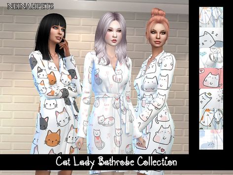 The Sims Resource - Cat Lady Bathrobe Collection Sims4cc Clothes, Cc Clothes, Animal Pajamas, Sims 4 Downloads, Los Sims, Sims4 Cc, Sims Community, Cc Sims, Ts4 Cc