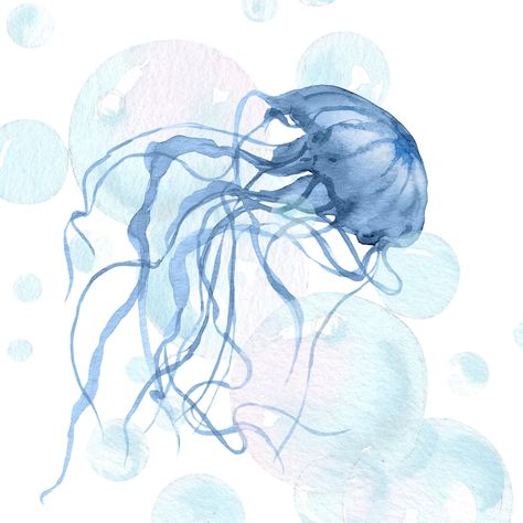 Welcome to our Etsy shop! Dive into a world of whimsy with our enchanting watercolor painting of jellyfish, gracefully drifting through a dreamy bubble background. Each piece is lovingly handcrafted, capturing the delicate, translucent beauty of these mesmerizing sea creatures. Perfect for adding a touch of magic to any room, this artwork brings a serene and playful atmosphere to your space. Ideal for ocean enthusiasts and art lovers alike, it makes a charming gift or a delightful addition to your own collection. Explore our shop and let this jellyfish painting transform your decor with its vibrant colors and ethereal charm. Watercolor Paintings Sea Animals, Blue Jellyfish Aesthetic, Jellyfish Pretty, Jellyfish Png, Bubbles Watercolor, Jellyfish Aesthetic, Jellyfish Blue, Shell Drawing, Watercolor Jellyfish