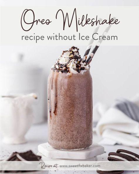 Oreo Shake Recipe Without Ice Cream, Oreo Shake Without Ice Cream, Oreo Milkshake Recipe Without Ice Cream, Oreo Milkshake Without Ice Cream, Milkshake Recipe Without Ice Cream, Cookie Milkshake Recipe, Ice Cream Milkshake Recipe, Oreo Drink, Milkshake Without Ice Cream