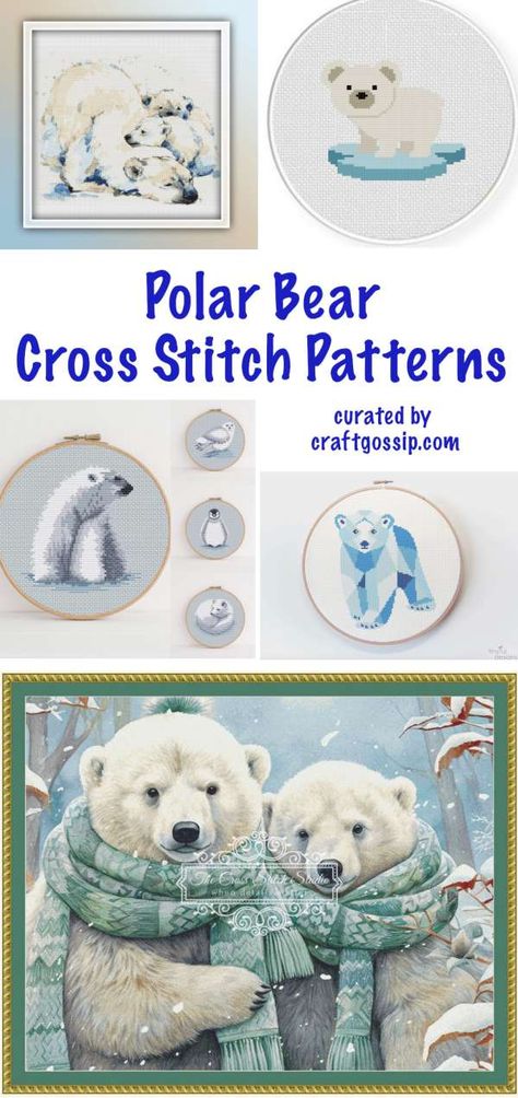 Polar Bear Cross Stitch Patterns – Cross-Stitch Polar Bear Embroidery Pattern, Polar Bear Cross Stitch Pattern, Polar Bear Cross Stitch, Bear Cross Stitch, Charts Patterns, Free Cross Stitch Designs, Holiday Cross Stitch Patterns, Frugal Wedding, Baby Polar Bears