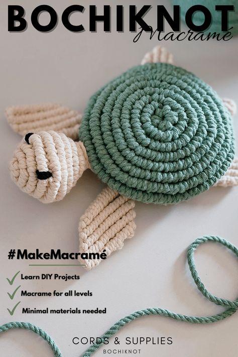 Unlock the art of macrame with our exclusive Macrame Turtle Knot Pattern, available for learning on Patreon! This mesmerizing knotting adventure is suitable for all levels, guiding you step-by-step in creating an intricate and charming turtle design. Join our community of craft enthusiasts, gain access to detailed tutorials, and bring this unique macrame turtle to life as a stunning piece of decor for your home. 

Macrame cord & supplies: https://bochiknot.com/collections/all Unique Macrame Projects, Macrame Unique Ideas, Macrame Animals Tutorials, Unique Macrame Ideas, Macrame Frog, Macrame Ocean, Easy Macrame Projects, Macrame Turtle, Macrame Sea