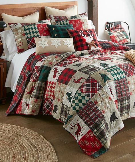 Christmas Bedding Sets | Festive Holiday Bedding Sets for 2022 Rustic Bedding Sets, Lodge Bedding, Forest Quilt, Christmas Bedding Set, Moose Deer, Holiday Bedroom, Christmas Lodge, Christmas Bedding, Rustic Bedding