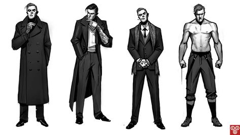 Some of the concept art for Batman - The Telltale Series, including the Wayne family, Joe Chill, Selina Kyle, Oswald Cobblepot, and Vicki Vale. 1920s Character Design, 1920s Character, Batman Telltale, Character Design Concept Art, Oswald Cobblepot, Comics Characters, District Attorney, Superhero Design, Character Design Male