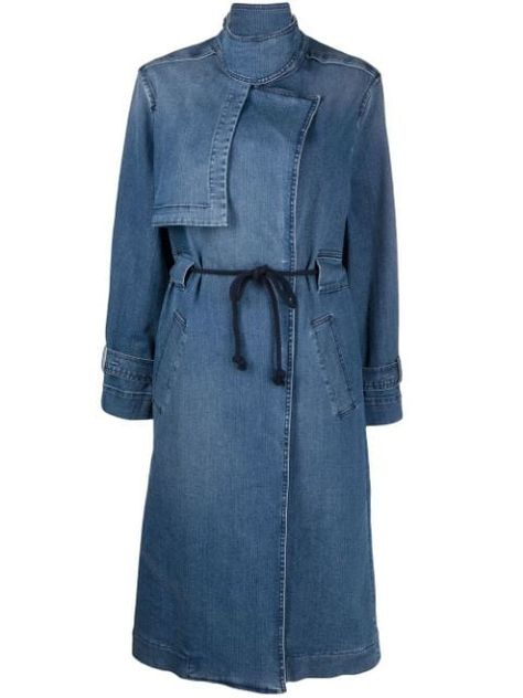 Reformation Clothing, Denim Trench Coat, Blue Trench Coat, Peacoats, Versace Outfit, Waist Strap, Double Breasted Coat, Indigo Blue, Outerwear Coats