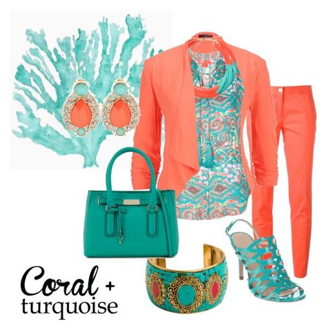 Coral Outfit, Color Combinations For Clothes, Women Power, Turquoise And Coral, Amrita Singh, Red Pants, Coral Turquoise, Hot Outfits, Girly Fashion