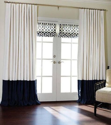 Master Curtains, Glass Door Curtains, Sliding Glass Door Curtains, Color Block Curtains, Navy Curtains, French Door Curtains, Linen Curtain Panels, Curtain Headings, Pleated Drapes