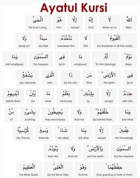 Ayatul-Kursi Ramadan Tips, Everyday Motivation, Islam Dua, Learning To Pray, Learn Arabic Alphabet, Quran Translation, Noble Quran, Islamic Information, Ayatul Kursi