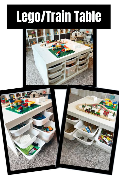 ikea trofast activity table Lego And Train Table, Baby Play Table, Trofast Toy Storage, Train Table Storage, Ikea Lego Table, Lego Activity Table, Preschool Tables, Toy Storage Units, Table For Kids