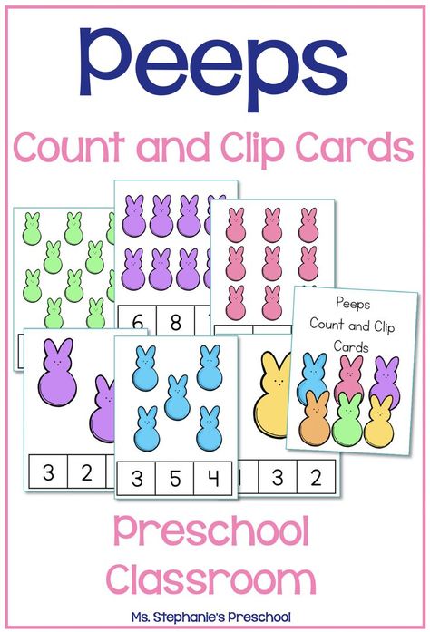 Peeps Count and Clip Cards for the Preschool Classroom Peeps Activities, Preposition Activities, Preschool Easter, Easter Preschool, Name Activities, Pre K Activities, Easter Peeps, Clip Cards, Spring Activities