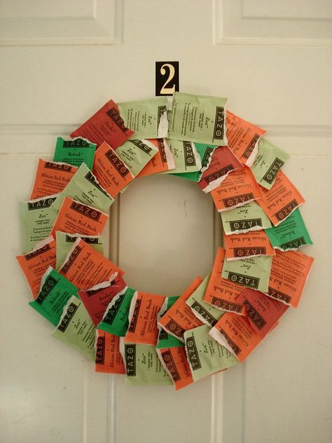 Tea Packet Wreath | Check out the tutorial at connectthedots… | Flickr Tea Bag Wreath, Tea Wreath, Hotels In Thailand, Wreath Garland, Thailand Hotel, Sample Essay, Recycled Projects, Wreaths & Garlands, Connect The Dots