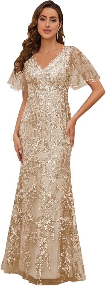 Amazon.com: PINMJEE Classy Mother of The Bride Dresses Mermaid Lace Long Formal Dress with Sleeves Champagne Size 10 : Clothing, Shoes & Jewelry Cowgirl Mother Of The Bride Dresses, Champagne Evening Dress Classy, Flutter Sleeve Mother Of The Bride Dress, Mauve Evening Gown, Champagne Mob Dresses, Champagne Mother Of The Groom Dress, Olive Mother Of The Bride Dress, Young Mother Of The Bride Dresses Modern, Gold Mother Of Bride Dress