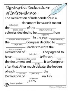 History Mad Libs for Kids | Woo! Jr. Kids Activities Ad Libs, World History Lessons, Nouns And Adjectives, Homeschool Geography, The Declaration Of Independence, Mad Libs, Vocabulary Practice, History For Kids, Teacher Tools