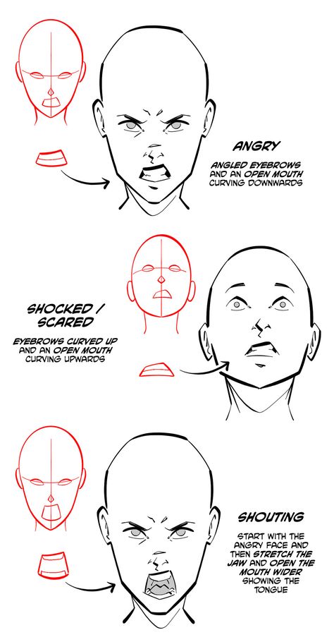 Head Expression Reference, Expression Tutorial Drawing, Drawing Faces Expressions, Facial Expression Drawings, Comics Facial Expression, Faces Poses Drawing, Comic Head Drawing, Comic Book Facial Expressions, Character Facial Expressions Sketches