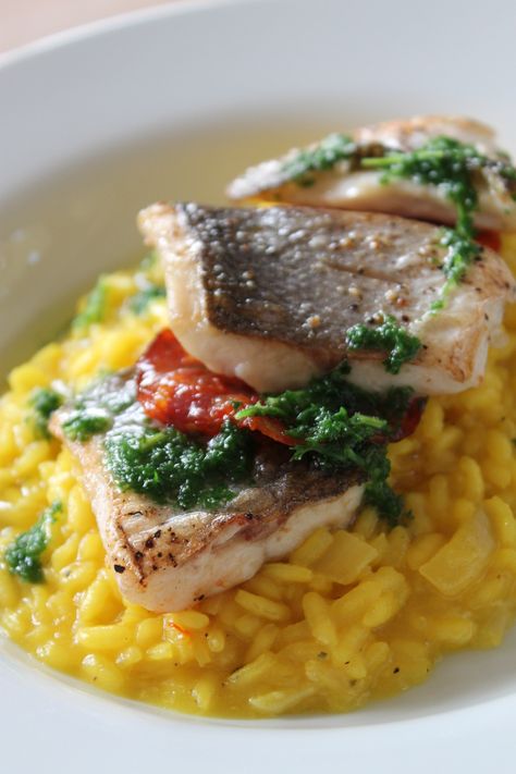 Fish And Risotto, Fish Risotto, Sea Bass And Risotto, Fish With Risotto, Sea Bass With Risotto, Risotto Recipes With Saffron, Saffron Risotto, Saffron Risotto With Shrimp, Saffron Seafood Risotto