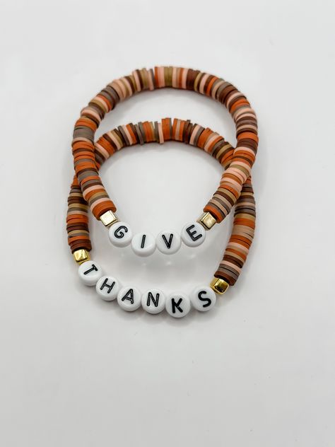 Etsy Clay Beaded Bracelets, Clay Beaded Bracelet, Christmas Clay, Clay Bead, Fall Accessories, Bead Bracelets, Keep Jewelry, Crafty Things, Give Thanks