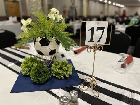 Soccer Ball Centerpieces, Soccer Banquet Decorations, Soccer Banquet Centerpieces, Sports Banquet Decorations, Sports Banquet Centerpieces, Soccer Centerpieces, Sports Centerpieces, Water Volleyball, Soccer Banquet