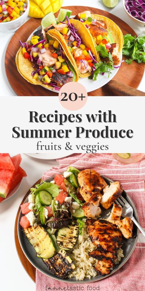 Fruit And Vegetable Meals, Summer Recipe Ideas, Summer Produce Recipes, Summer Fruits And Vegetables, Baked Goods Desserts, Creamy Pasta Salads, Produce Recipes, Seasonal Eating, Summer Produce