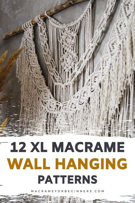 Large Macrame Wall Hanging Tutorial, Large Macrame Wall Hanging Pattern, Macrame Wall Hanging Pattern Free, Basic Knots, Macrame Inspiration, Macrame Wall Hanging Tutorial, Macrame Wall Hanger, Vintage Macrame, Free Macrame Patterns