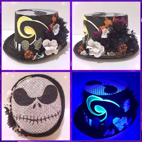 #LUVIT 😍 Top hat inspired by "Jack's Lament" from Tim Burton's Nightmare Before Christmas 💀 This hat is hand-painted and hand-sculpted materials were used to create this FABulous custom piece, along with elegant black lace / silk flowers and a variety of spooky charms / embellishments 🎃🖤 #jackskellington #nightmarebeforechristmas #halloween #flowerhat #tophat #menshat #dapperday #disneyfashion #disneystyle #disneybound #disneycostume #disney #disneyland #disneyworld Sculpting Materials, Dapper Day, Lace Silk, Disney Costumes, Flower Hats, Christmas Hat, Jack Skellington, Disney Style, Top Hat