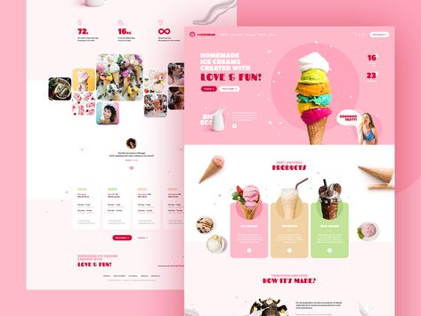 Ice Creams 🍦 by Mateusz Madura for Vision Trust on Dribbble Food Website Design, Restaurant Website Design, Food Web Design, Desain Ui, Ice Cream Design, Shop Website, Webpage Design, Website Design Layout, Sales Funnel