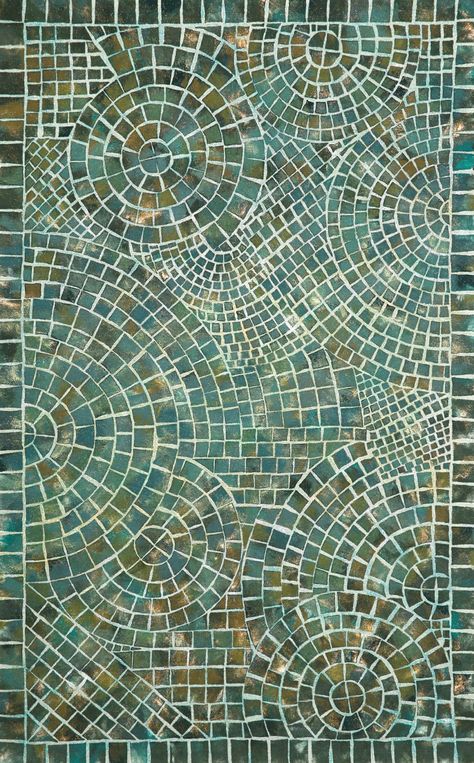 Visions V Arch Tile Blue Area Rug Arch Tile, Blue Outdoor Rug, Needle Punching, Green Mosaic, Tile Rug, Rug Direct, Contemporary Abstract Art, Modern Area Rugs, Abstract Artists