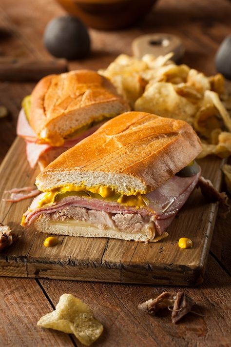 Canned Pork Recipes, Airfryer Dinner, Sandwich Cubano, Tuna Patties Recipes, Cuban Sandwich Recipe, Chicken Pesto Sandwich, Cuban Sandwiches, Pork And Beans, Cubano Sandwich