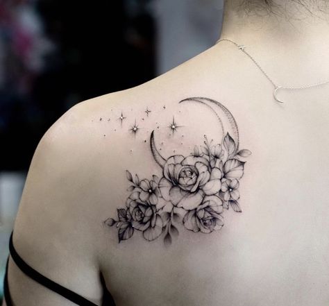 Floral Shoulder Tattoo, Cool Shoulder Tattoos, Floral Tattoo Shoulder, Shape Tattoo, Upper Arm Tattoos, Cat Tattoos, Back Of Shoulder Tattoo, Shoulder Tattoos, Flower Tattoo Sleeve