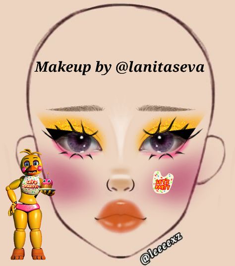 Toy Chica Costume, Chica Halloween Costume Fnaf, Chica Makeup Fnaf, Chika Cosplay Fnaf, Chica Fnaf Costume, Chica Costume Fnaf, Fnaf Face Paint, Fnaf Makeup Ideas, Fnaf Cosplay Makeup