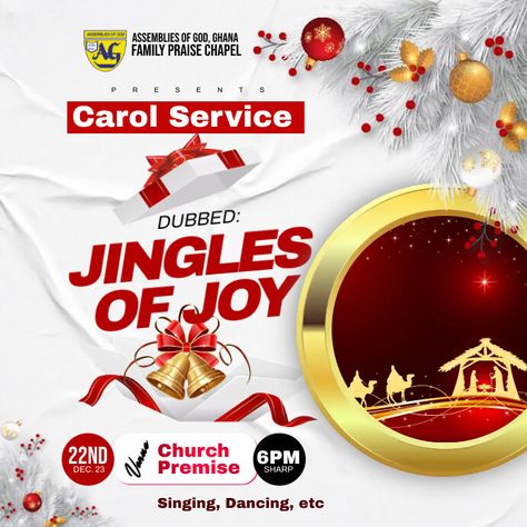 Carol Service Flyer Design, Carol Flyer Design, 31st Night, Church Event Flyer, Sunday Service Flyer, Xmas Carols, Apostle Paul, Sunday Service, Event Flyer