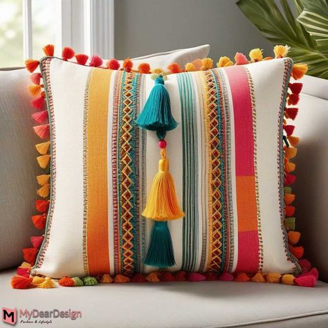 The Best Handmade Pillow Covers Designs: Top 25 Designs Pillow Cases Diy, Diy Pillow Covers, Pillow Crafts, Boho Cushions, Handmade Pillow Covers, Patchwork Bags, Pillow Cover Design, Diy Pillows, Weaving Art