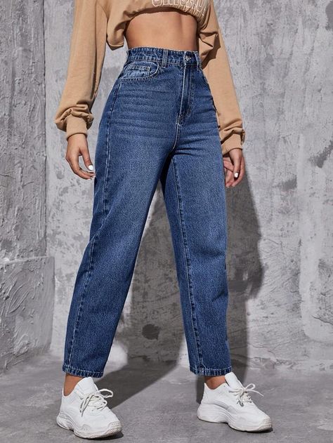 High Waist Straight Leg Jeans, Boyfriend Pants, Jeans Outfit Women, Outfits Hombre, Jeans Online, Color Azul, Jean Outfits, Boyfriend Jeans, Online Clothing